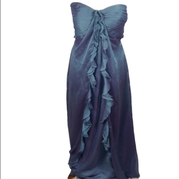 Bari Jay Dresses & Skirts - Bari Jay iridescent blue ruffle front gown sz 8